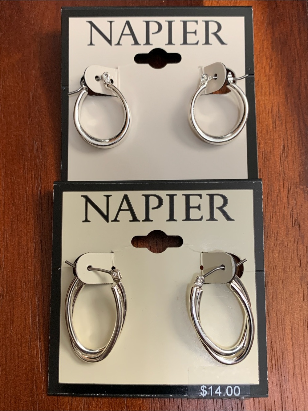 NWT Napier 2 pair set of silver tone earrings
